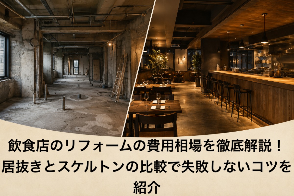 飲食店のリフォームの費用相場を徹底解説!居抜きとスケルトンの比較で失敗しないコツを紹介
